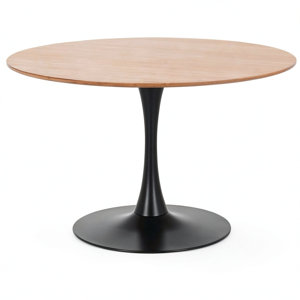 Tavolo Rotondo Tulipano MDF Design Moderno ?120 Rovere/Nero