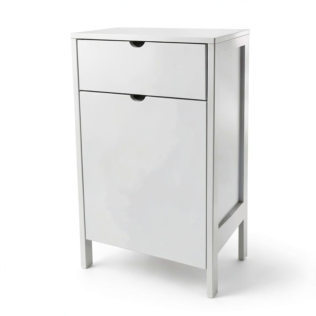 Lupia - Cassettiera Moderna in Legno di Paulonia con Anta Ribaltabile, Porta Biancheria, Stile Minimalista, Bianco, 39x29x78 cm, Made in Italy