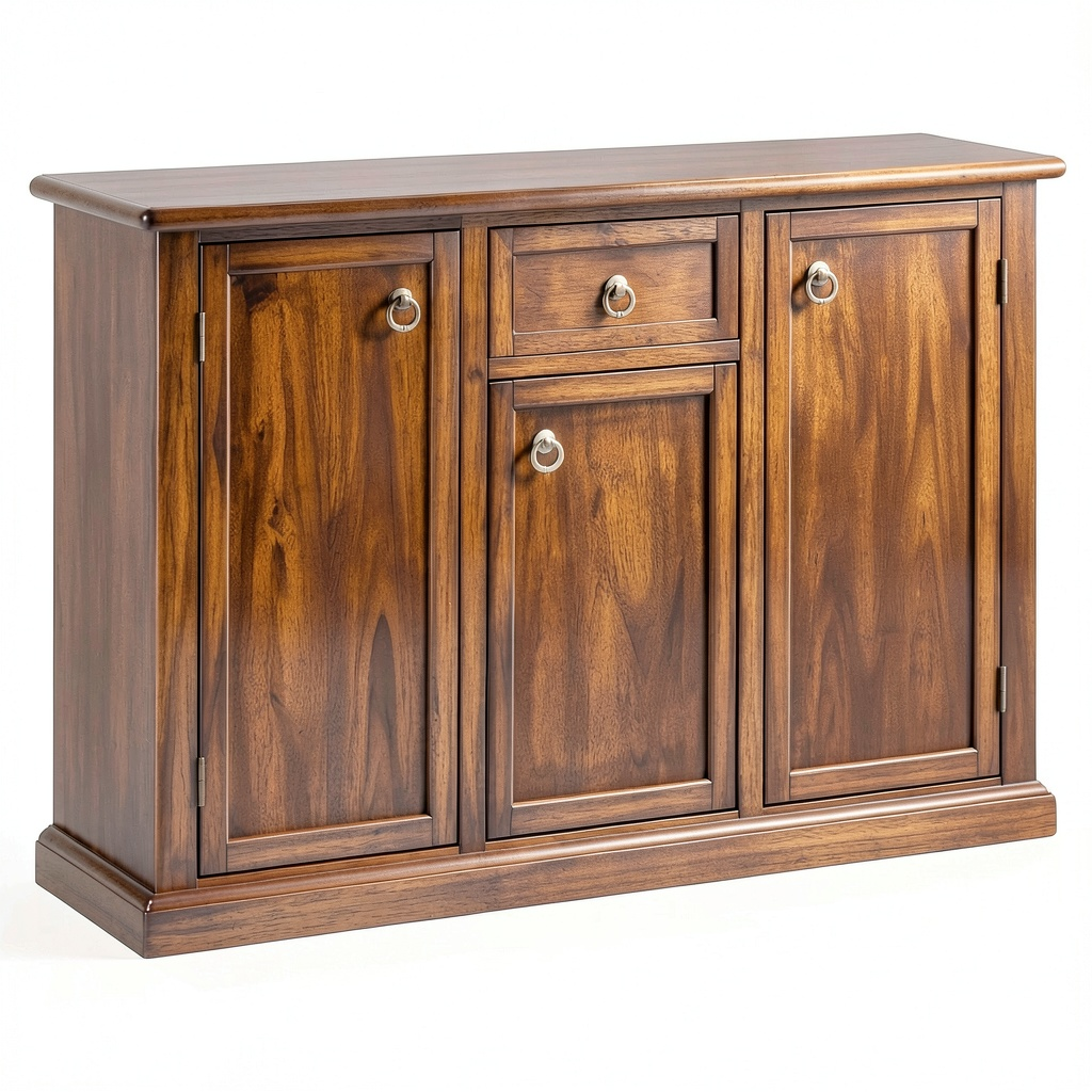 Credenza Classica in Noce con 3 Ante e 2 Cassetti, 100x40x88 cm