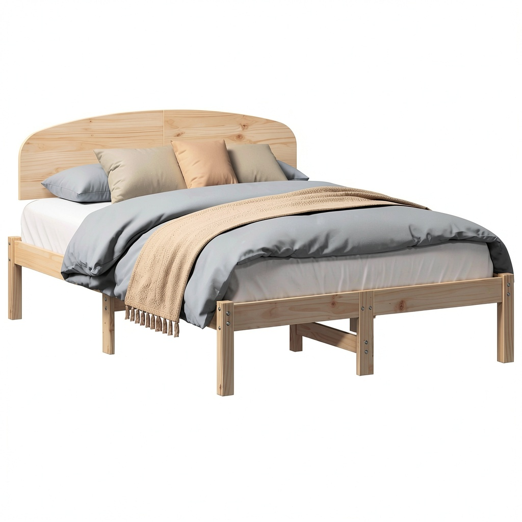 Letto in Pino Massello 120x190 cm, Design Moderno e Minimo, Facile da Montare