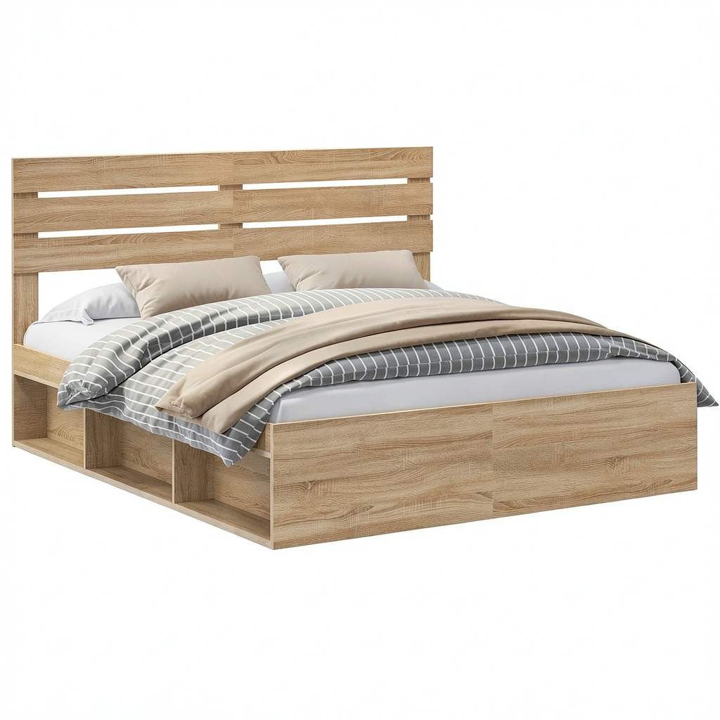 Letto Matrimoniale in Legno Massello 180x200 cm, Design Moderno e Resistente