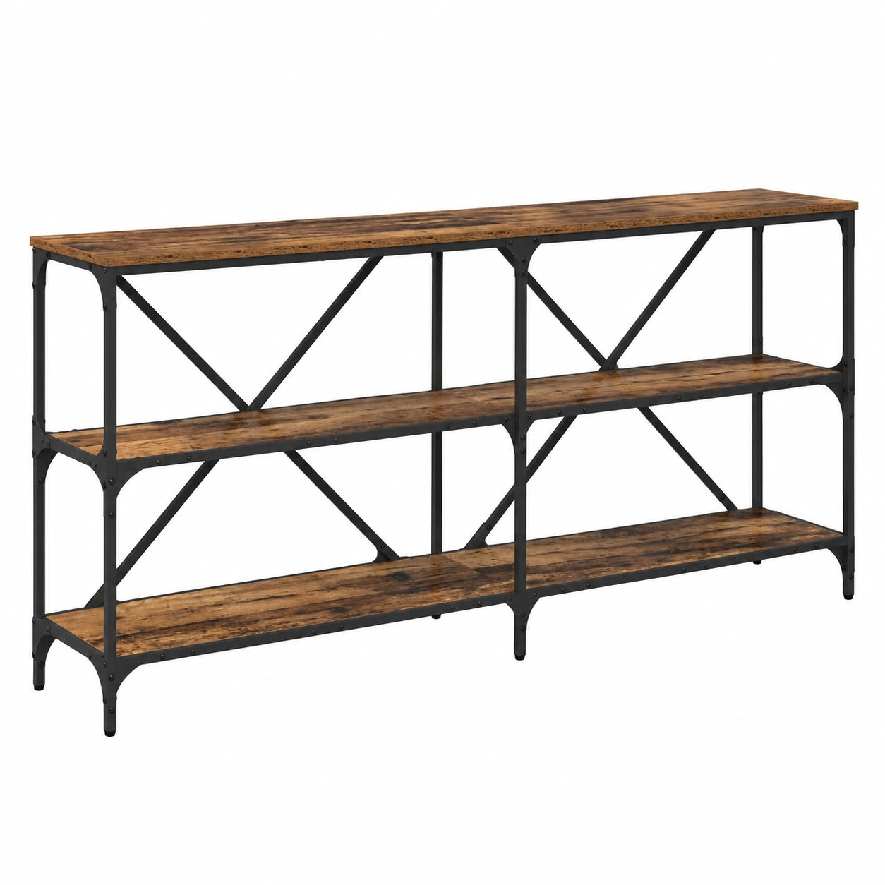 Consolle in Legno Vintage con Scaffale 160x30x75 cm, Mobili Moderni per Ingresso, Design Elegante per Soggiorno