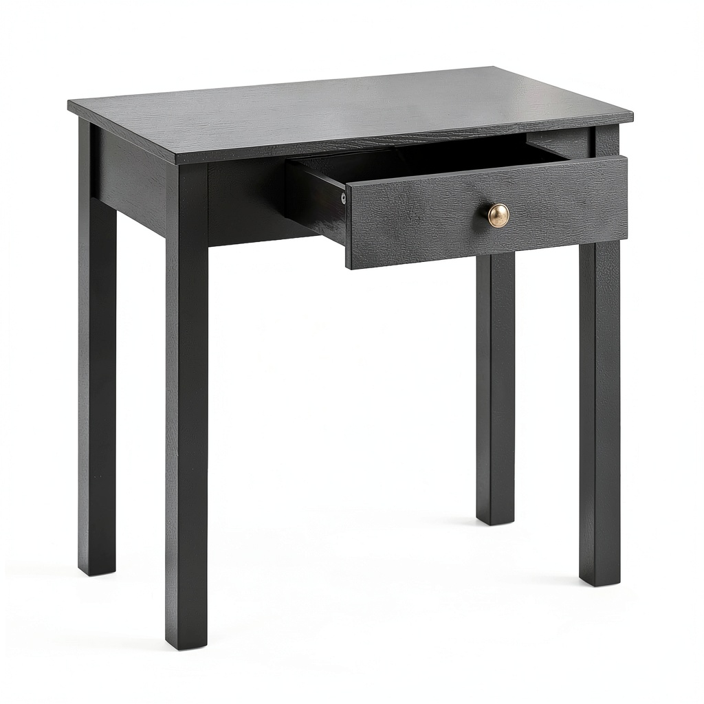 Tavolo Consolle Moderno con Cassetto, Gambe in Legno, per Ingresso e Soggiorno, 71x30x71 cm, Nero