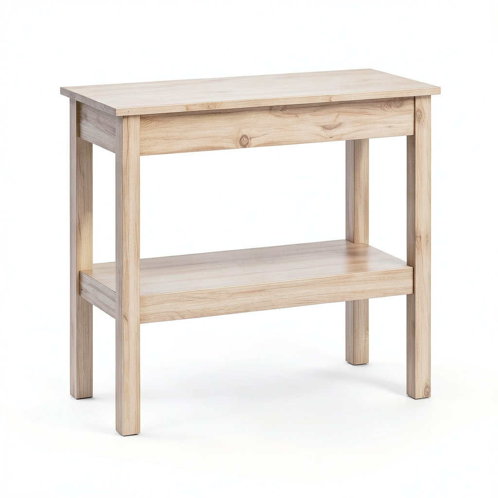 Consolle Ingresso in Legno Massello di Pino Bianco, 80x40x75 cm, Design Moderno
