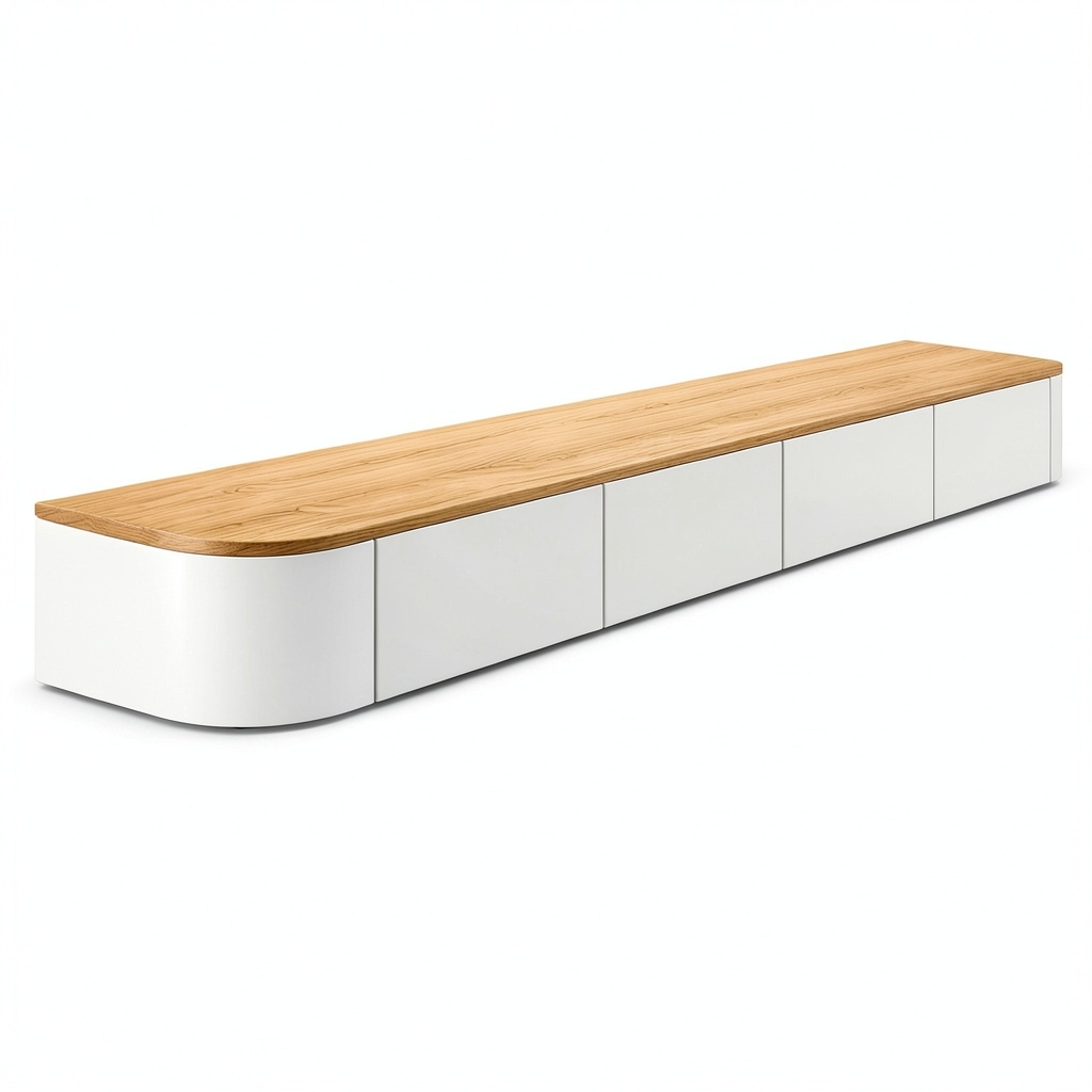 Mobile TV Sospeso in Legno Massello, Design Moderno per Soggiorno, Resistente e Naturale, 240 cm