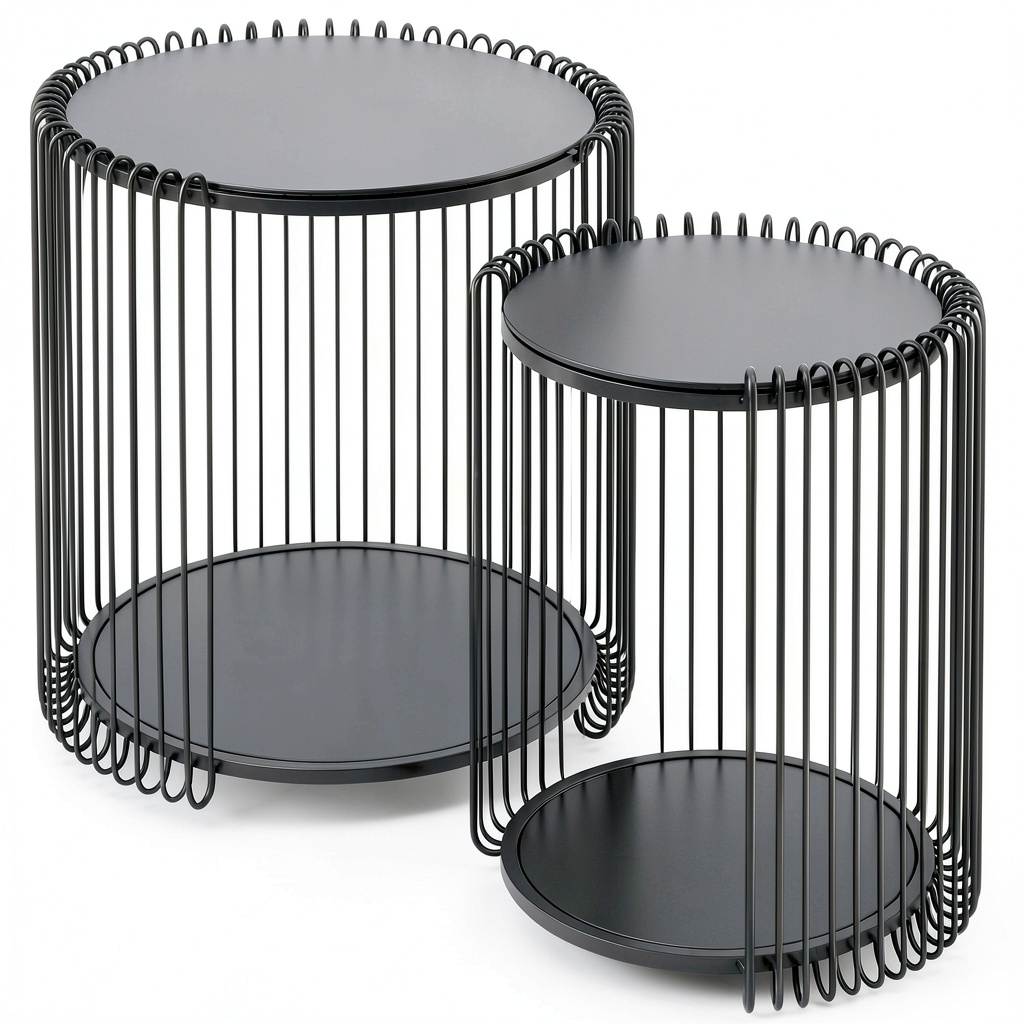 Set di Tavolini d'Appoggio Minimalisti KARE Design, Nero, 2 Pezzi, con Ripiani in Vetro Colorato