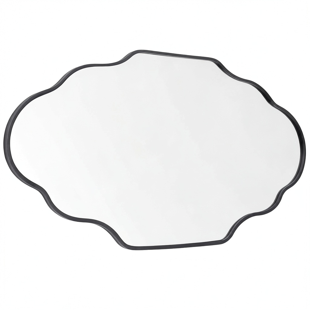 Specchio Asimmetrico Nero 66x116 cm con Cornice in Alluminio, Design Moderno per Interni