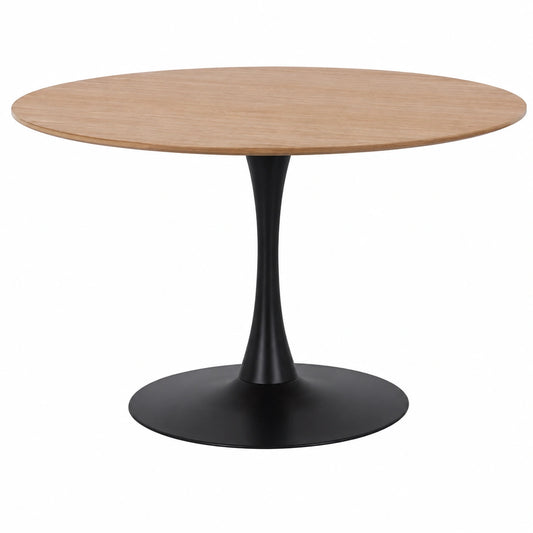 Tavolo Rotondo Tulipano MDF Design Moderno ?120 Rovere/Nero