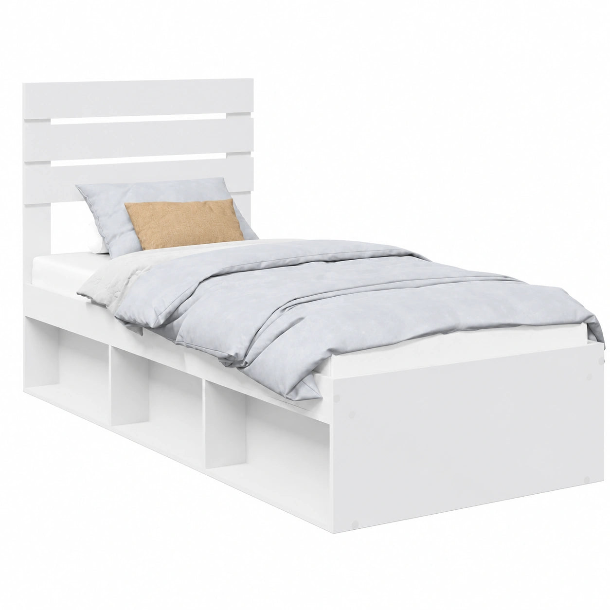 Letto in Legno Massello Bianco 75x190 cm, Design Moderno e Resistente