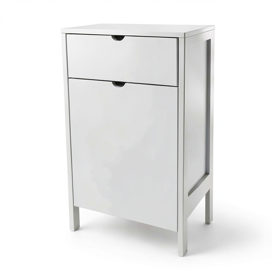 Lupia - Cassettiera Moderna in Legno di Paulonia con Anta Ribaltabile, Porta Biancheria, Stile Minimalista, Bianco, 39x29x78 cm, Made in Italy