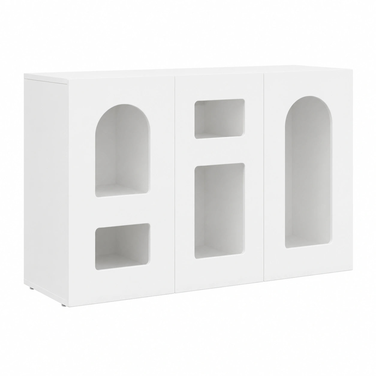 Credenza Moderna in Legno Multistrato Bianco 100x35x59 cm, Stile Minimalista