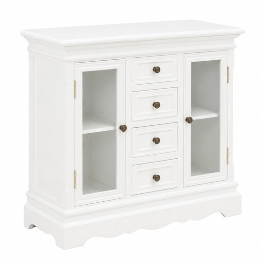 Credenza Moderna in Legno di Pino Bianco con Cassetti 70x28x70 cm