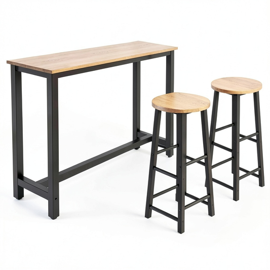 Set Tavolo Bar Alto con Sgabelli, Design Moderno in Nero e Sonoma, 140x100x40 cm