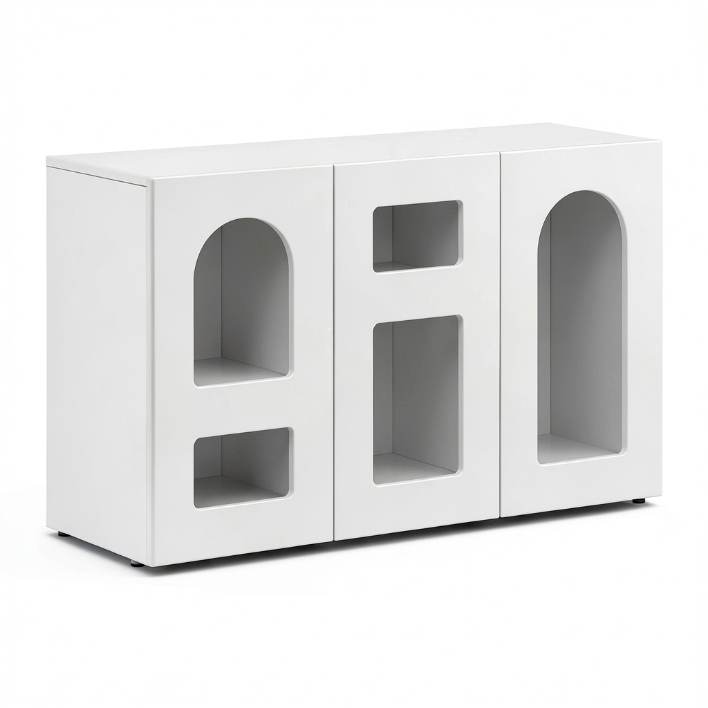 Moderna Credenza in Legno Bianco Lucido 100x35x59cm