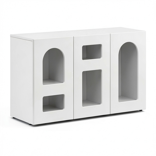 Moderna Credenza in Legno Bianco Lucido 100x35x59cm