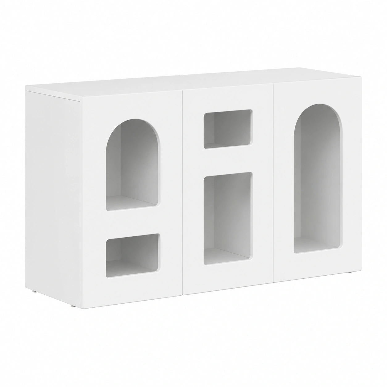 Moderna Credenza in Legno Bianco Lucido 100x35x59cm