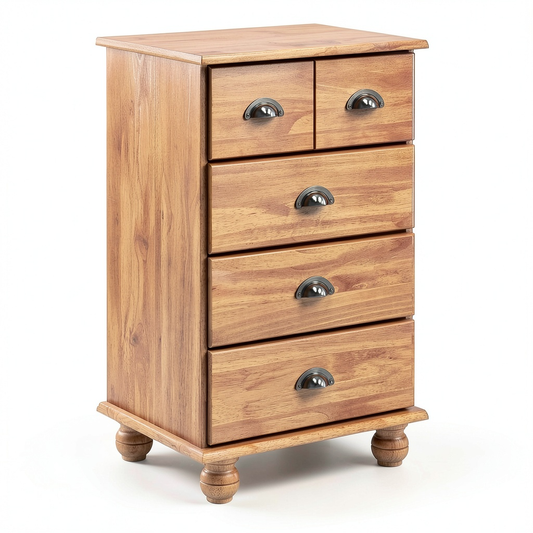 Cassettiera Moderna in Pino Massello 45,8x40x79 cm Marrone, Arredo Minimalista per Soggiorno