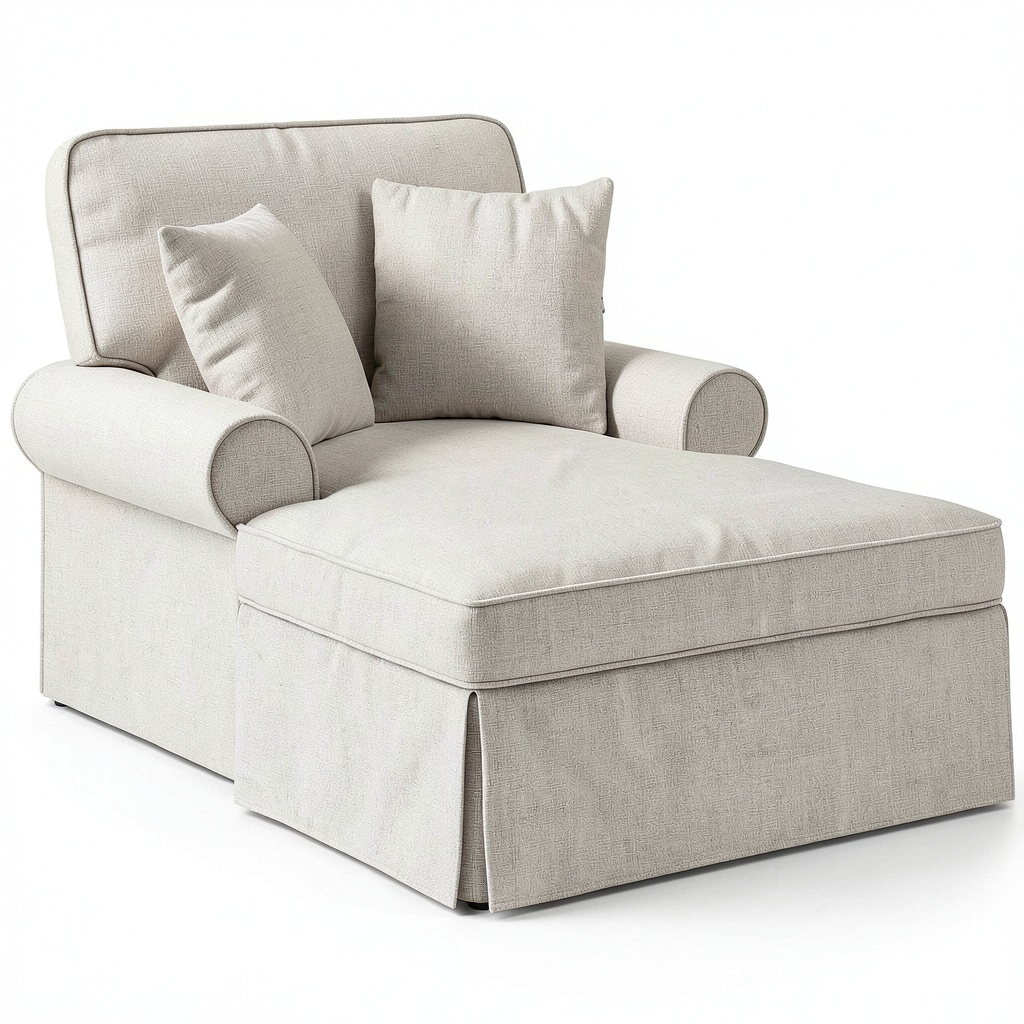 Chaise Longue Ares in Crema con Cuscino, Design Moderno ed Elegante, 157x91x91 cm