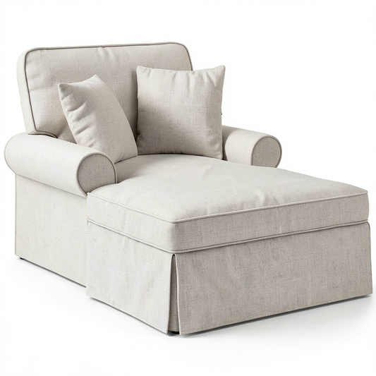 Chaise Longue Ares in Crema con Cuscino, Design Moderno ed Elegante, 157x91x91 cm