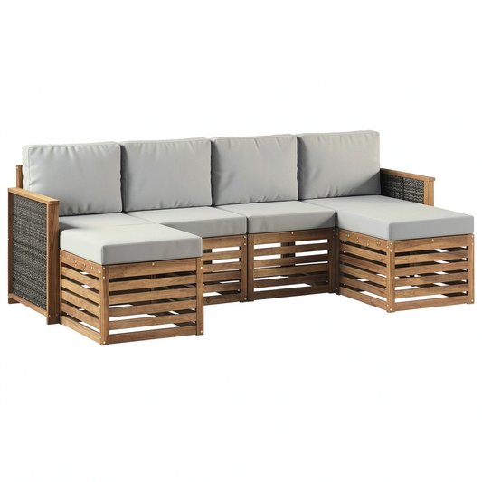 Set Divani da Giardino in Legno di Acacia, Arredo Esterno Comodo e Moderno