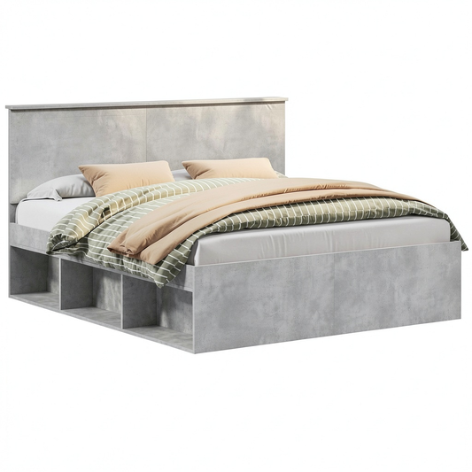 Letto matrimoniale 160x200 cm in pino massello, design moderno minimalista