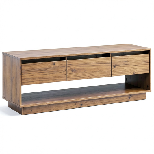Mobile Porta TV in Legno Massello con Ruote, Moderno, 110,5x34x40 cm