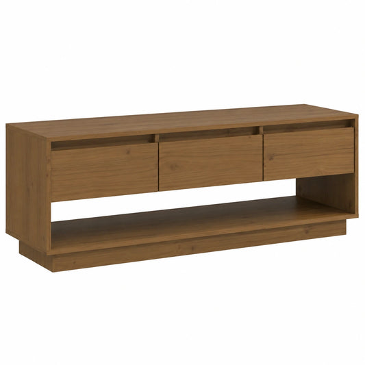 Mobile Porta TV in Legno Massello con Ruote, Moderno, 110,5x34x40 cm
