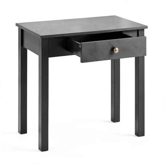 Tavolo Consolle Moderno con Cassetto, Gambe in Legno, per Ingresso e Soggiorno, 71x30x71 cm, Nero