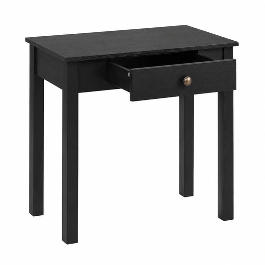 Tavolo Consolle Moderno con Cassetto, Gambe in Legno, per Ingresso e Soggiorno, 71x30x71 cm, Nero