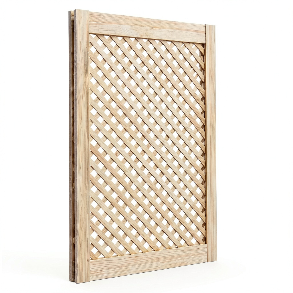 Coppia di Ante in Legno di Pino con Motivo a Reticolo 59,5x99 cm