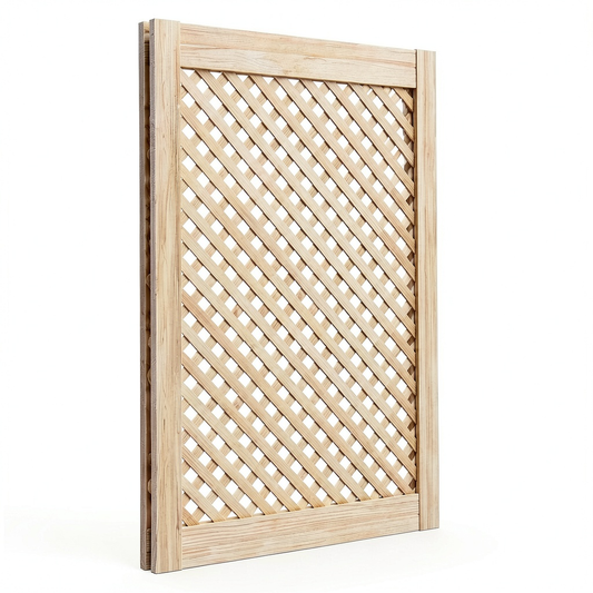 Coppia di Ante in Legno di Pino con Motivo a Reticolo 59,5x99 cm