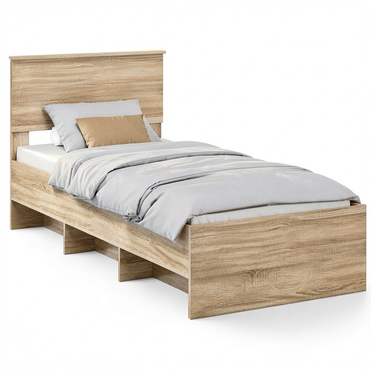 Letto Singolo in Legno Rovere Sonoma 80x200 cm, Design Moderno Minimalista
