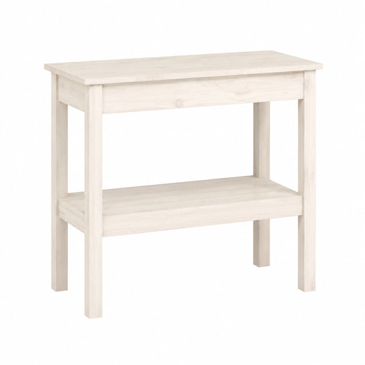 Consolle Ingresso in Legno Massello di Pino Bianco, 80x40x75 cm, Design Moderno