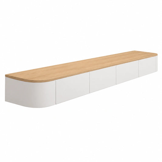 Mobile TV Sospeso in Legno Massello, Design Moderno per Soggiorno, Resistente e Naturale, 240 cm