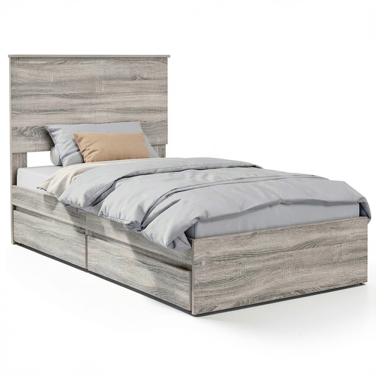 Letto contemporaneo con testiera imbottita, struttura solida in legno, 100x200 cm, design minimalista per interni urbani