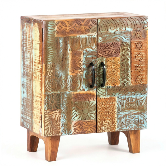 Madia Artigianale in Legno di Recupero 55x30x75 cm