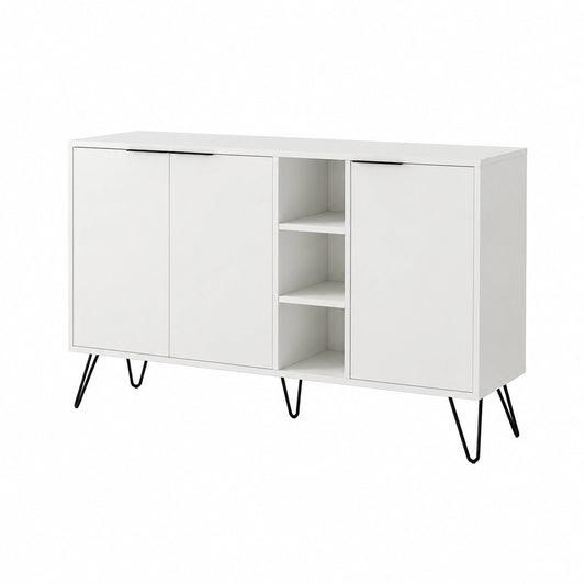 Dmora - Credenza Perseus in Legno Bianco, Buffet Moderno per Soggiorno e Cucina, 142x36x83 cm