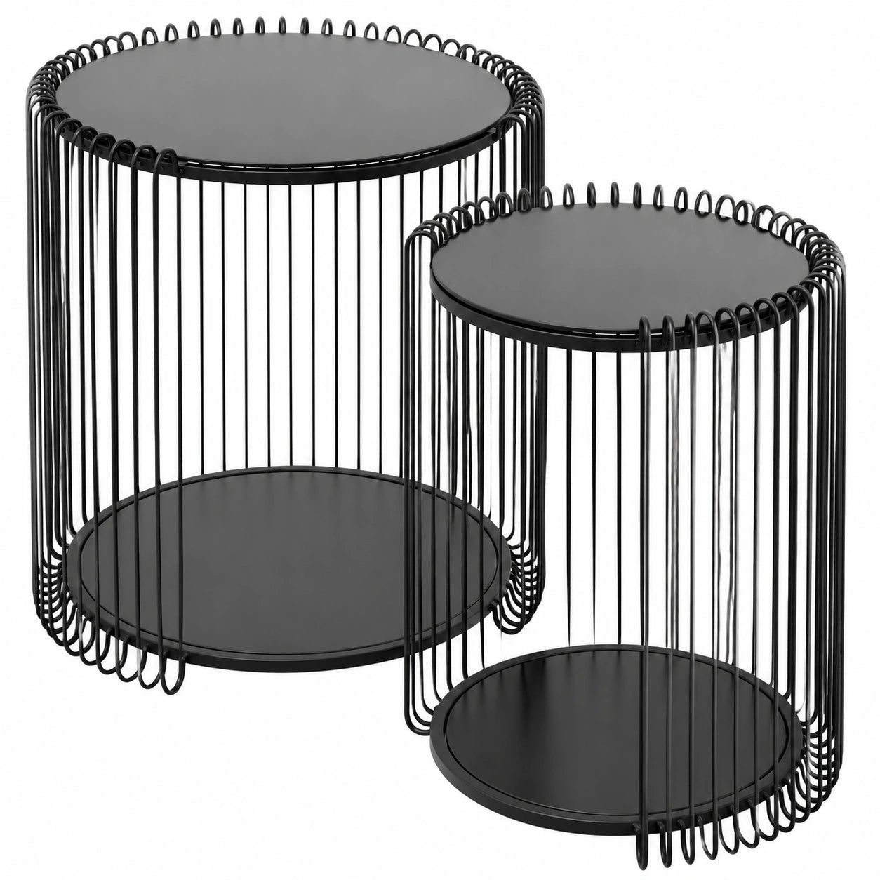 Set di Tavolini d'Appoggio Minimalisti KARE Design, Nero, 2 Pezzi, con Ripiani in Vetro Colorato