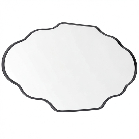 Specchio Asimmetrico Nero 66x116 cm con Cornice in Alluminio, Design Moderno per Interni