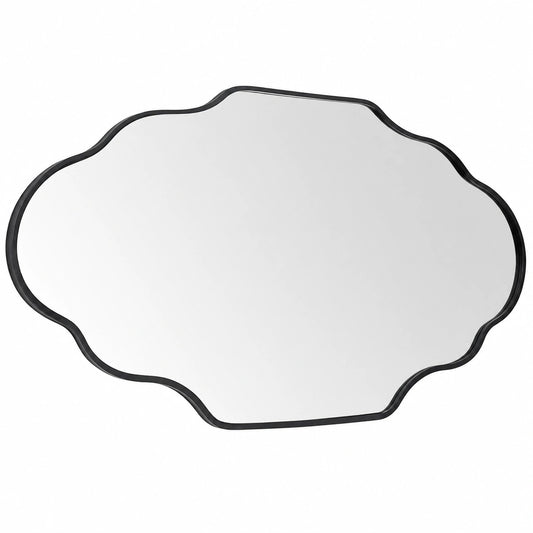 Specchio Asimmetrico Nero 66x116 cm con Cornice in Alluminio, Design Moderno per Interni
